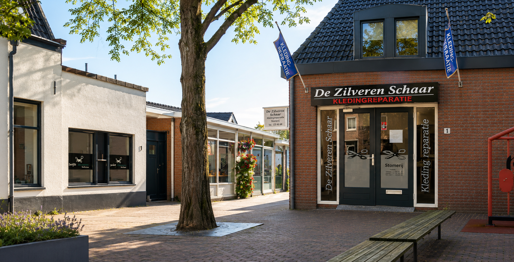 De gevel van De Zilveren Schaar atelier in Zoetermeer